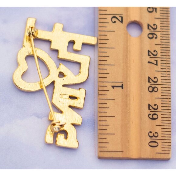 Vintage I Love Flying Rhinestone Brooch - S27 - Picture 2 of 2